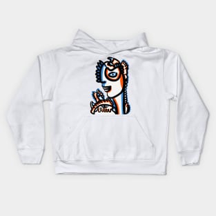 Orange Blue Tribal Graffiti Creature Kids Hoodie